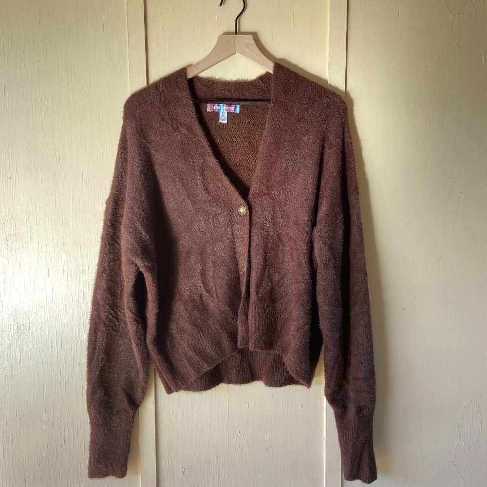 Urban Outfitters Oversized Thea Fuzzy Cardigan in Brown, Size XS